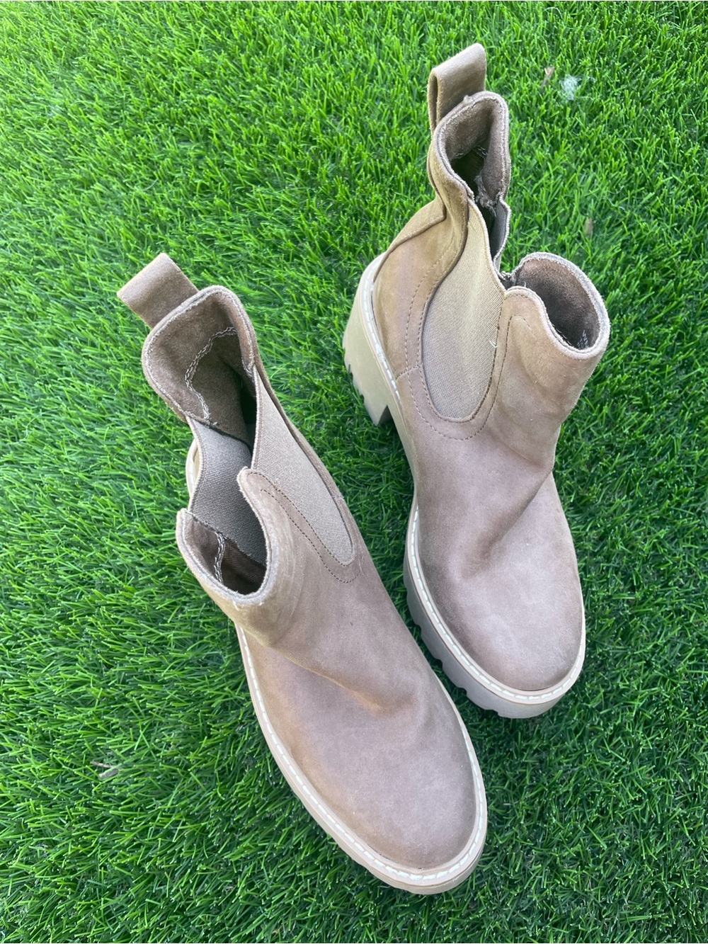 Dolce Vita Taupe Suede Chelsea Booties